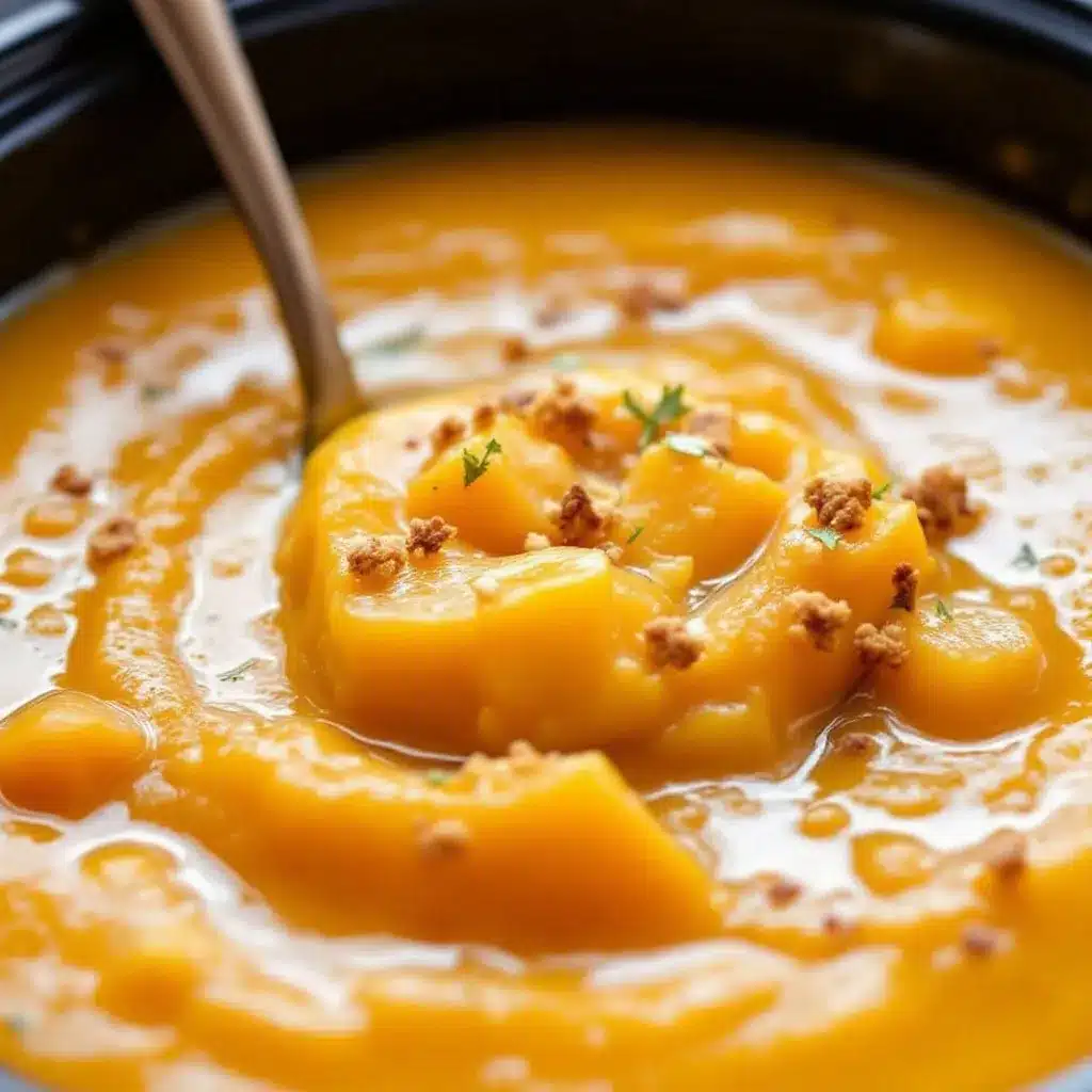 crockpot butternut squash and apple soup preparation steps