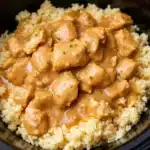 crockpot chicken and gravy over rice - featured image