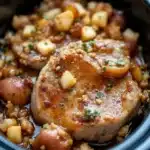 crockpot pork chops with apple and onion - featured image