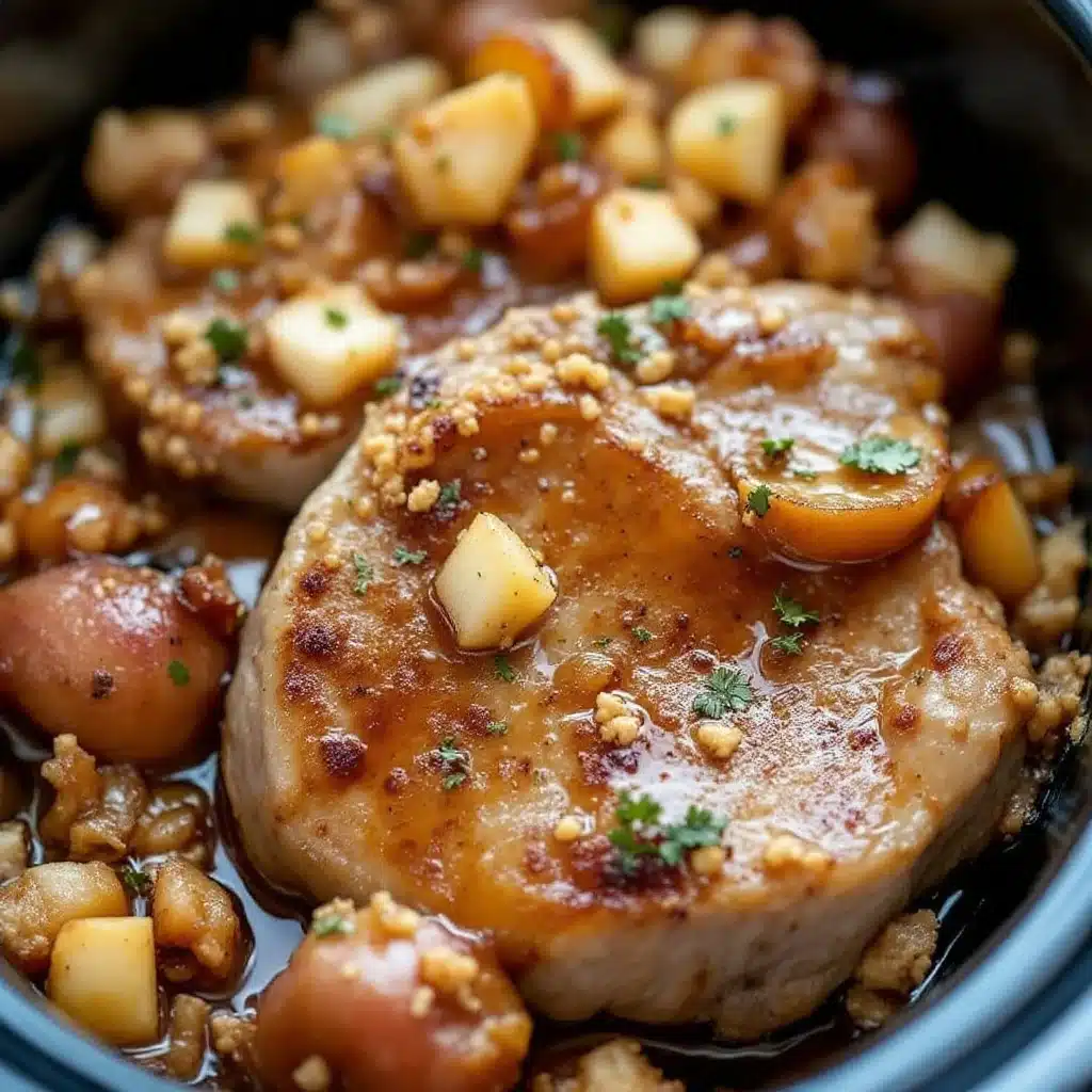 crockpot pork chops with apple and onion - featured image
