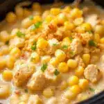 crockpot white chicken chili with corn - featured image