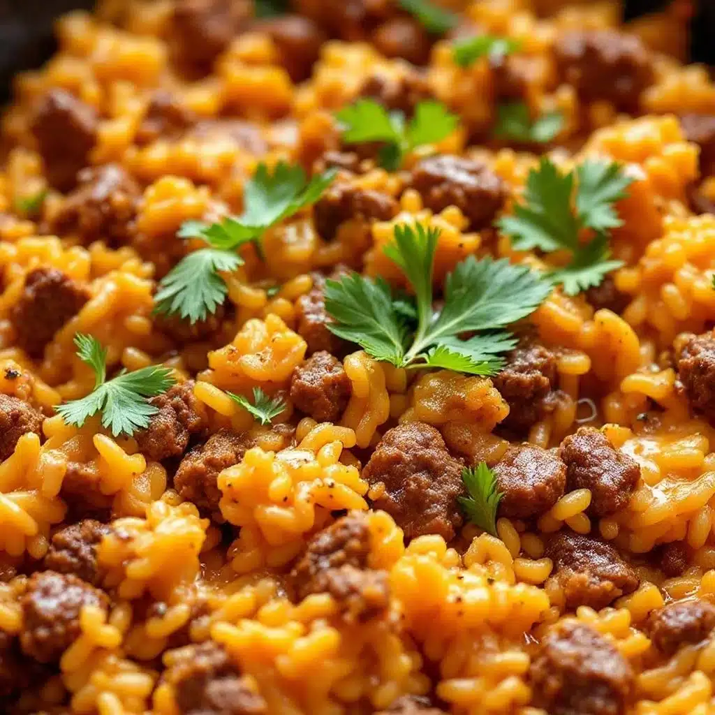 easy cheesy ground beef and rice skillet - featured image