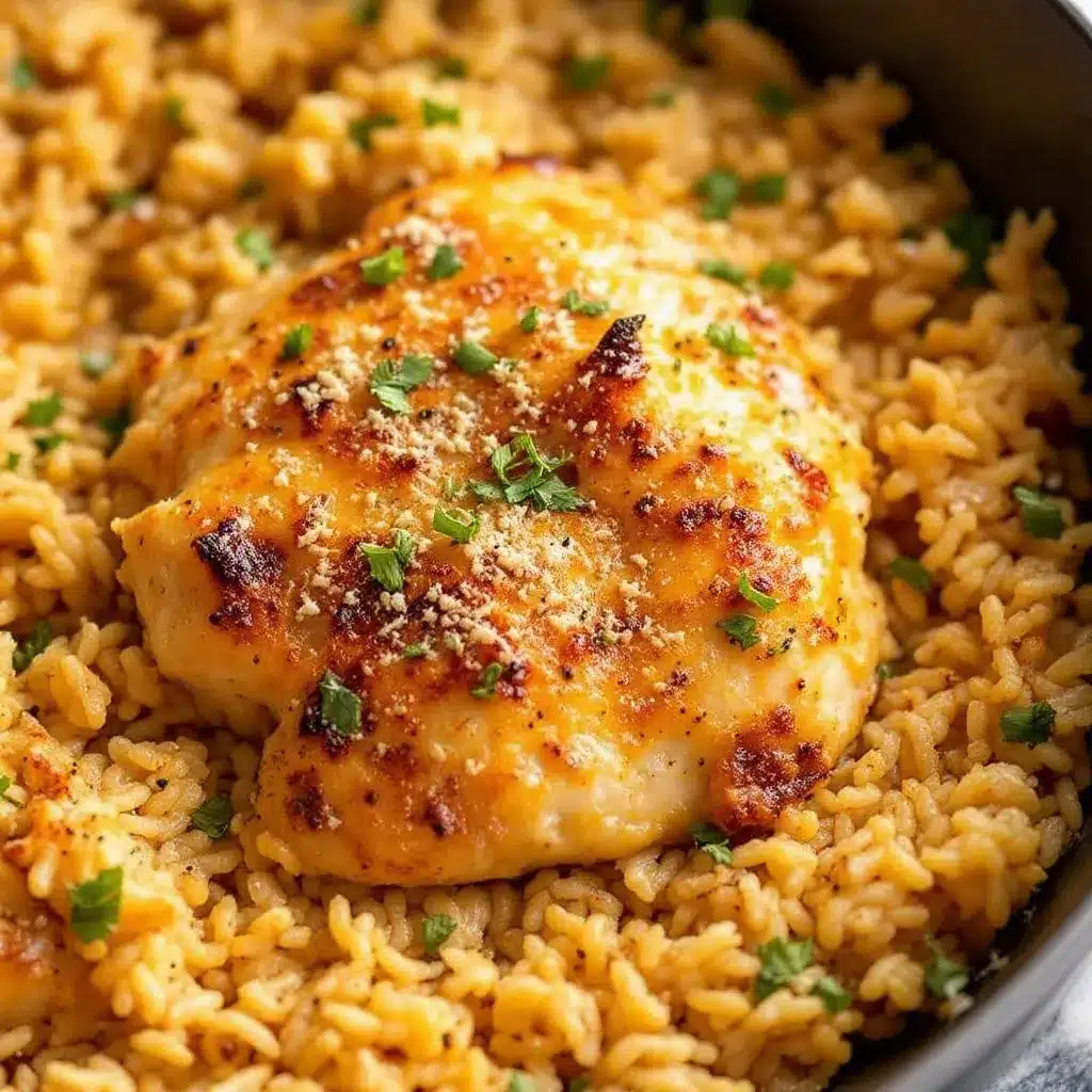 Easy Garlic Parmesan Chicken and Rice Skillet preparation steps