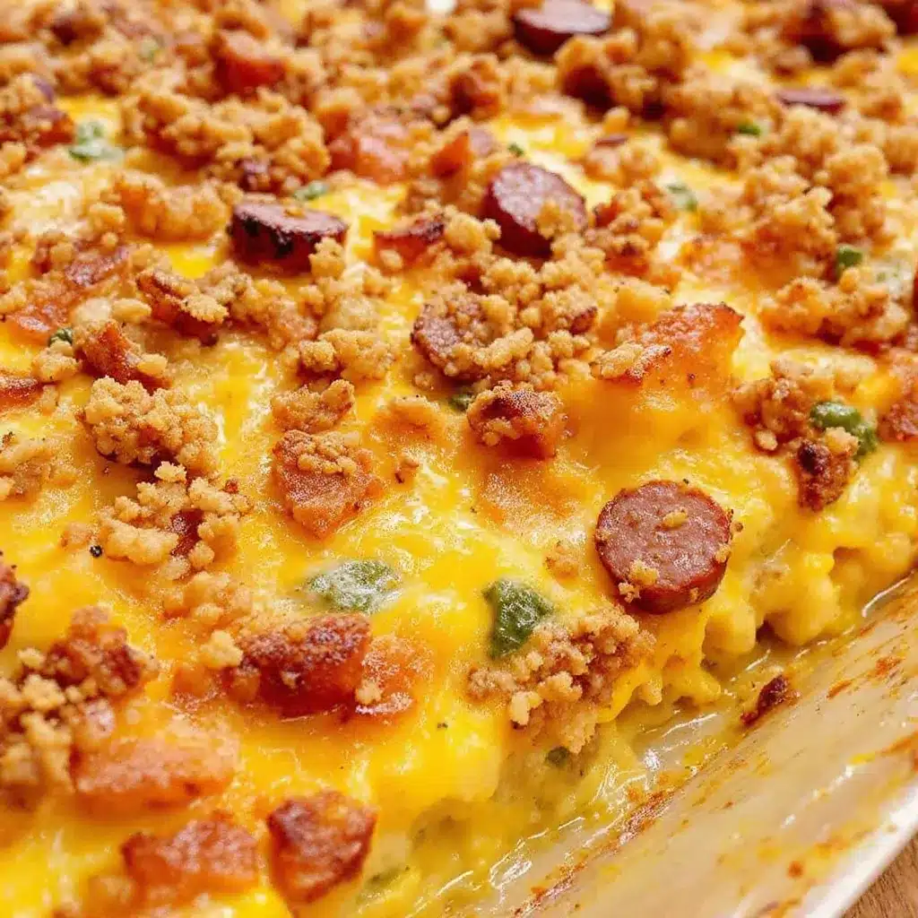 easy make-ahead breakfast casserole with sausage and hash browns preparation steps
