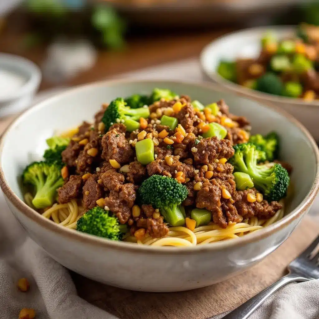 easy sheet pan ground beef and broccoli bowls - featured image