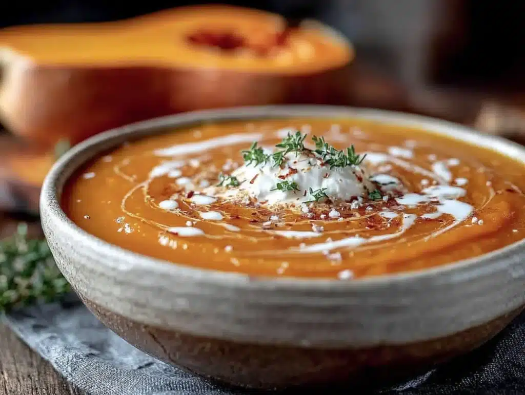 easy slow cooker butternut squash and apple soup - featured image