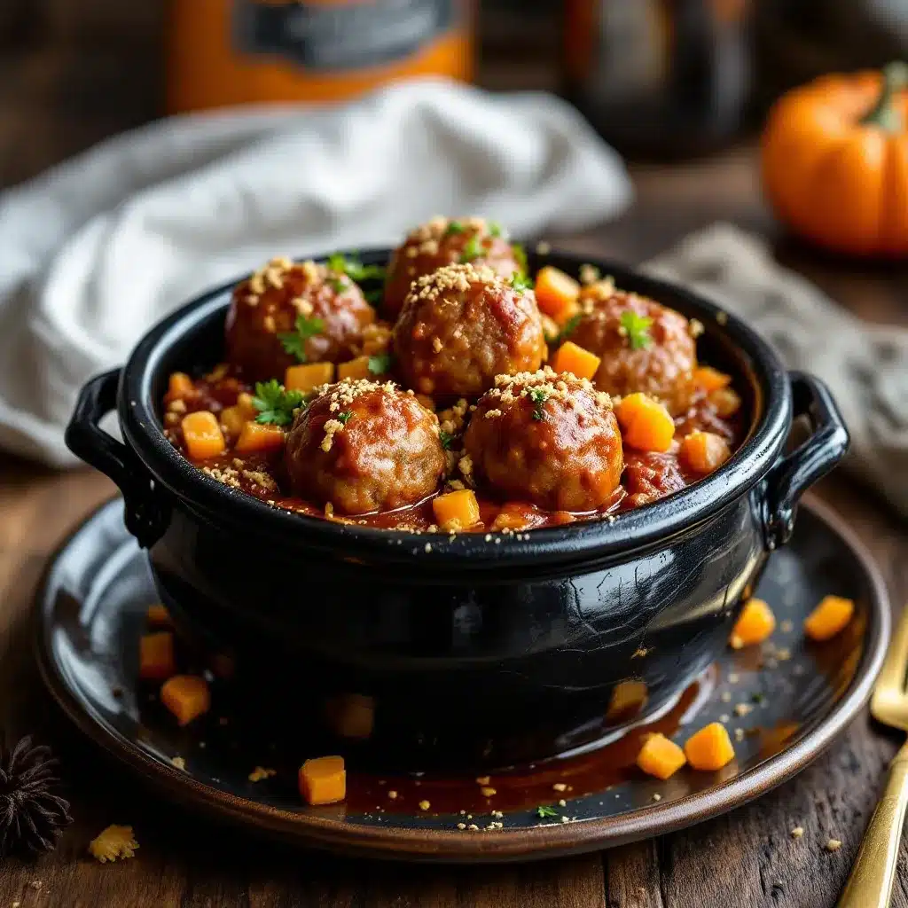 Easy Slow Cooker Halloween Meatball Cauldron preparation steps