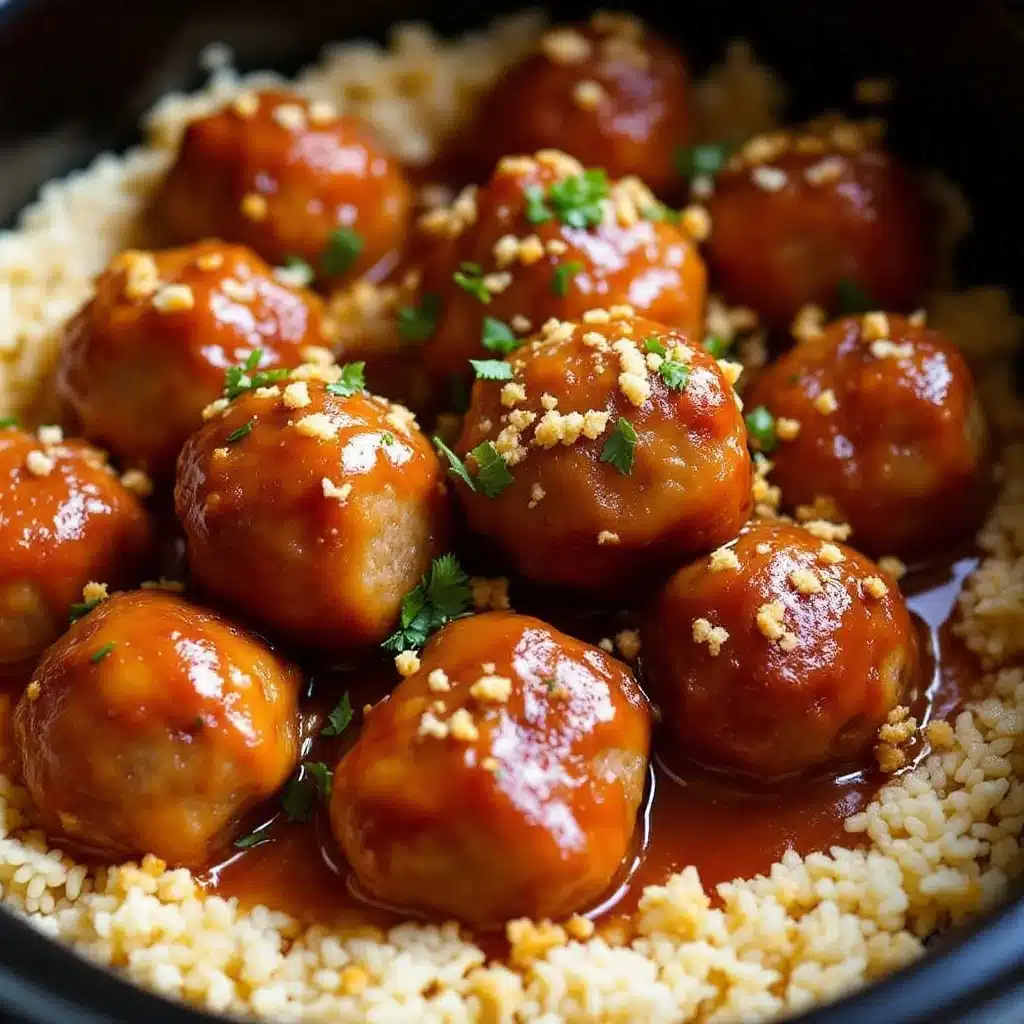 easy slow cooker honey garlic meatballs - featured image