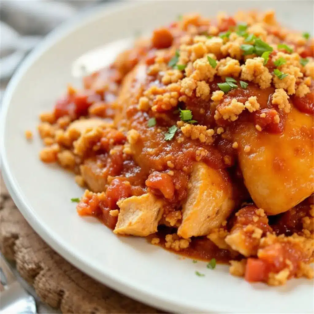 easy slow cooker salsa chicken - featured image