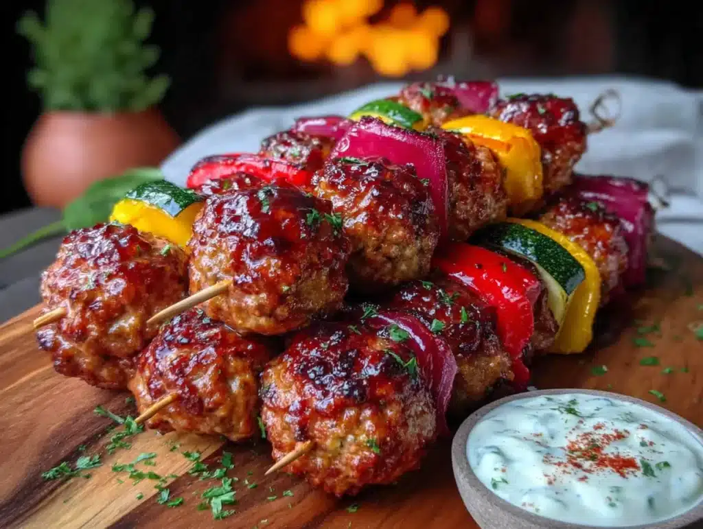 easy turkey meatball skewers - featured image