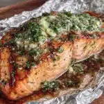 garlic butter salmon in foil - featured image