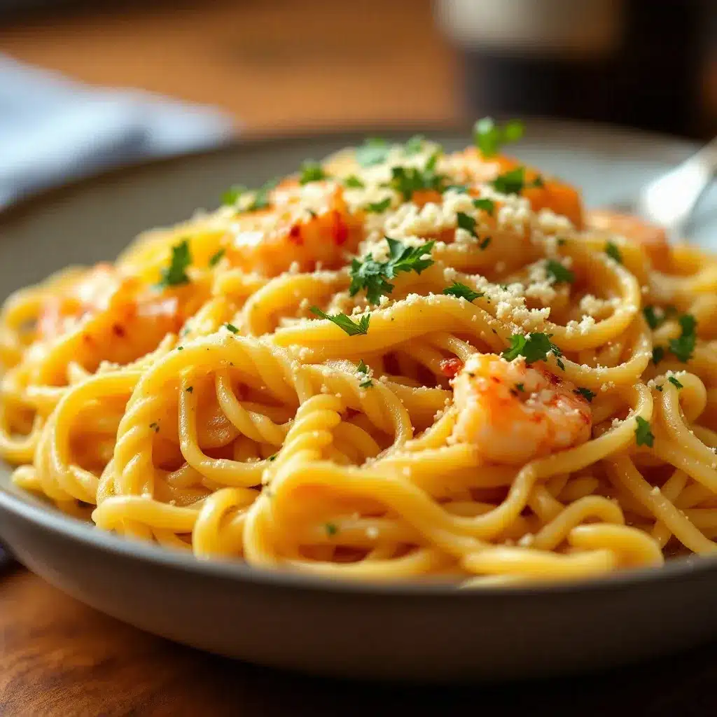 garlic butter shrimp pasta preparation steps