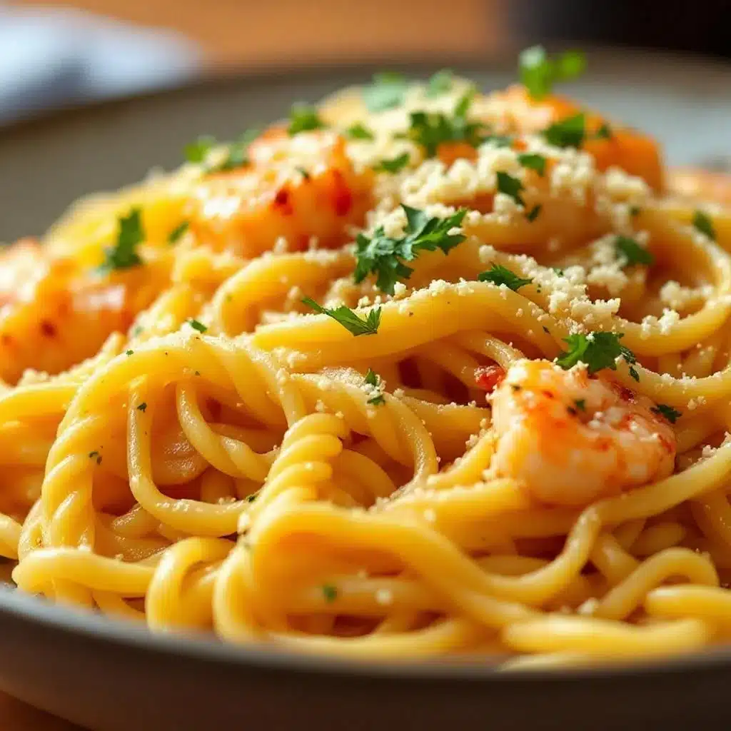 garlic butter shrimp pasta - featured image