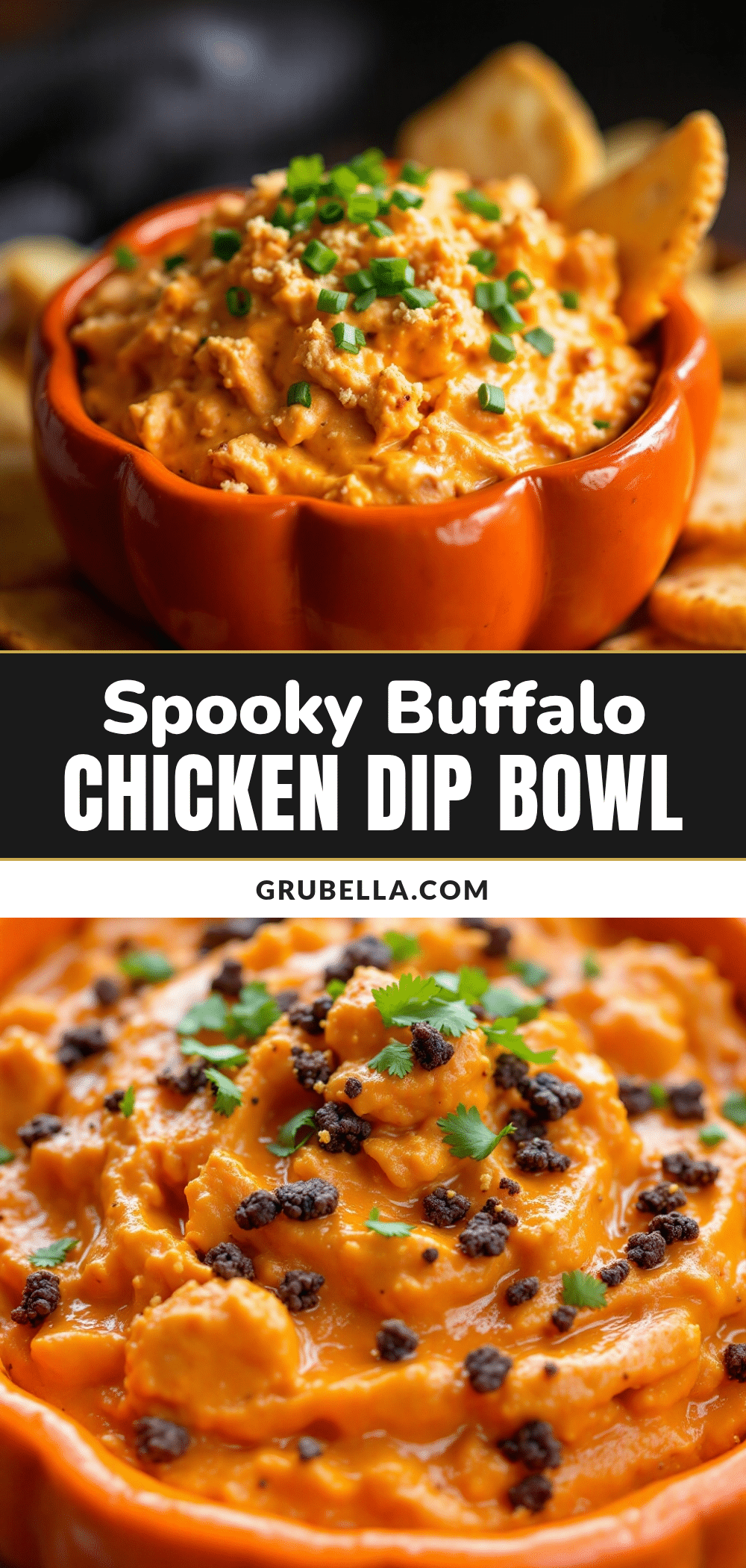 halloween buffalo chicken dip in a pumpkin bowl recipe