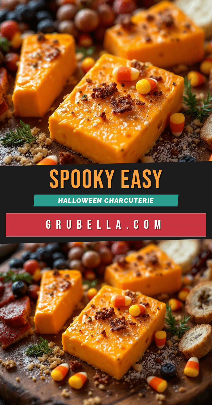 Halloween charcuterie board with candy corn cheese recipe