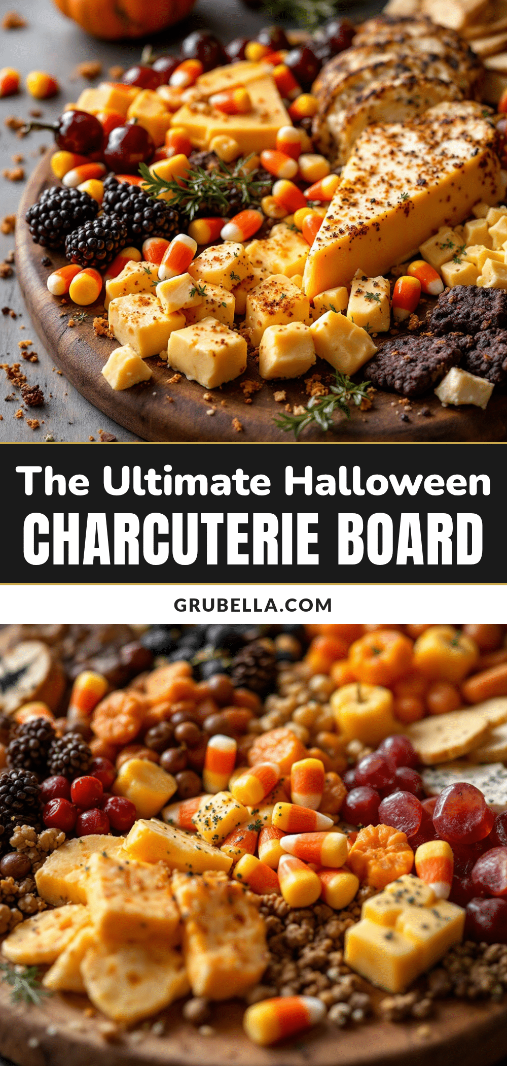 Halloween charcuterie board with candy corn recipe