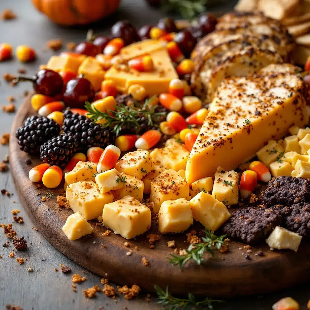 Halloween charcuterie board with candy corn - featured image