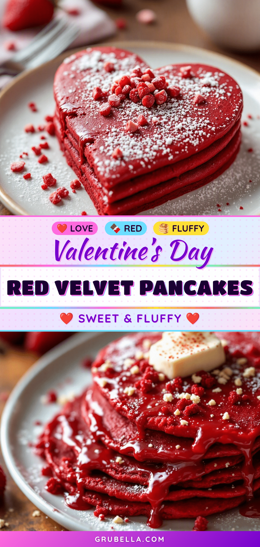 heart-shaped red velvet pancakes recipe