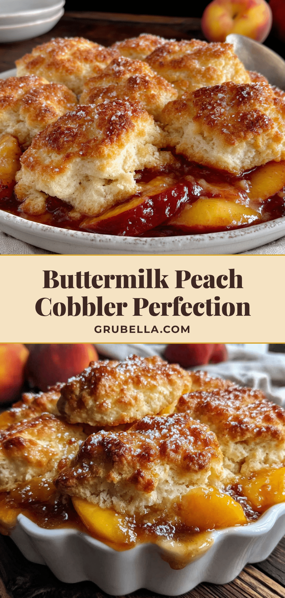 Homemade Fresh Peach Cobbler with Buttermilk Biscuit Topping recipe