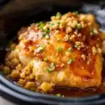 honey garlic crockpot chicken thighs - featured image