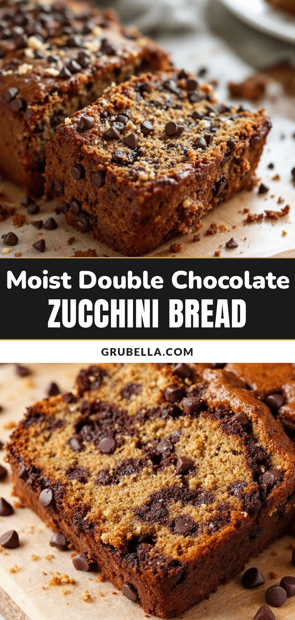 Moist Double Chocolate Chip Zucchini Bread recipe