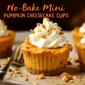 no-bake mini pumpkin cheesecake cups - featured image