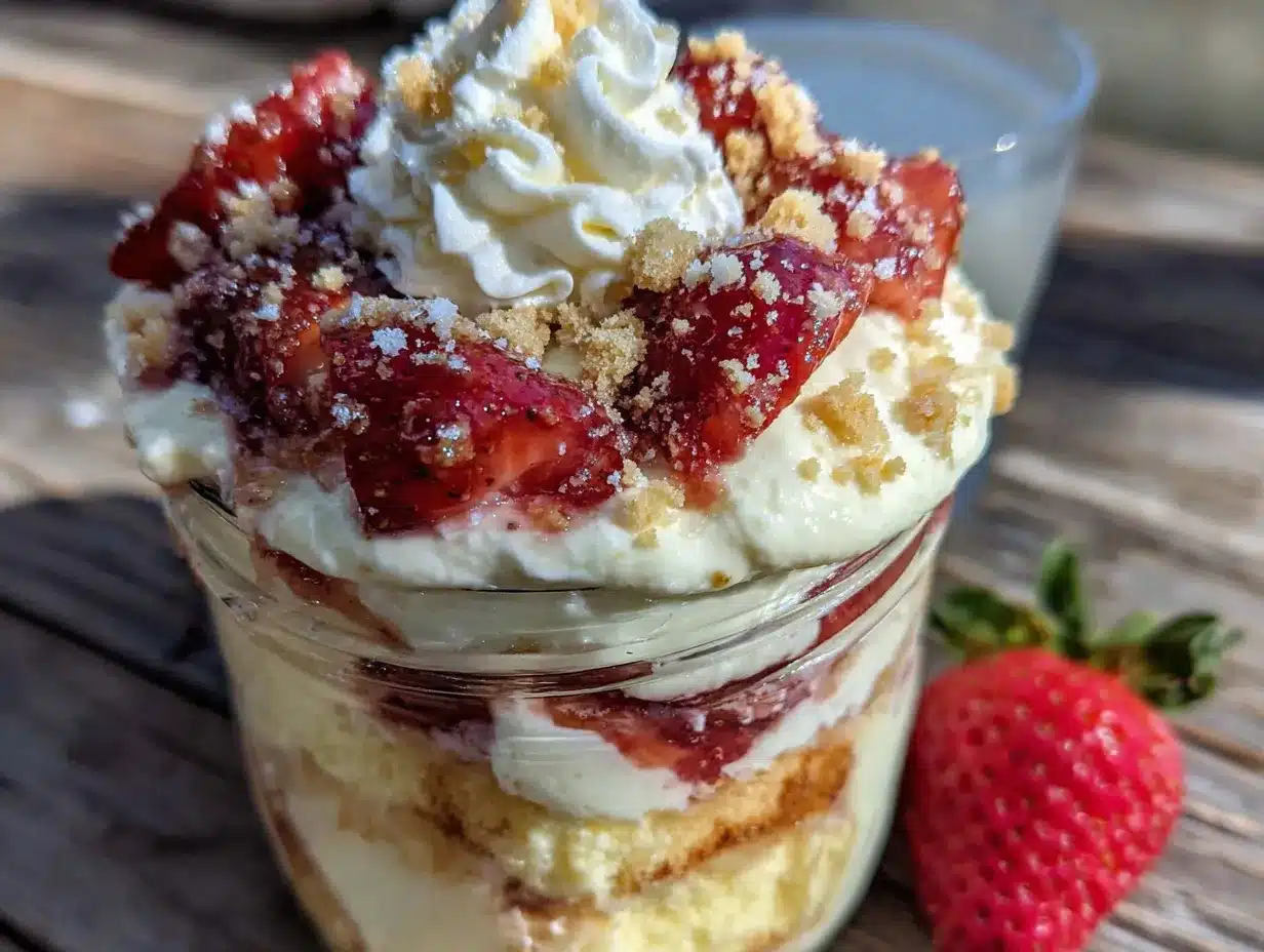 no-bake strawberry shortcake icebox cake for two preparation steps