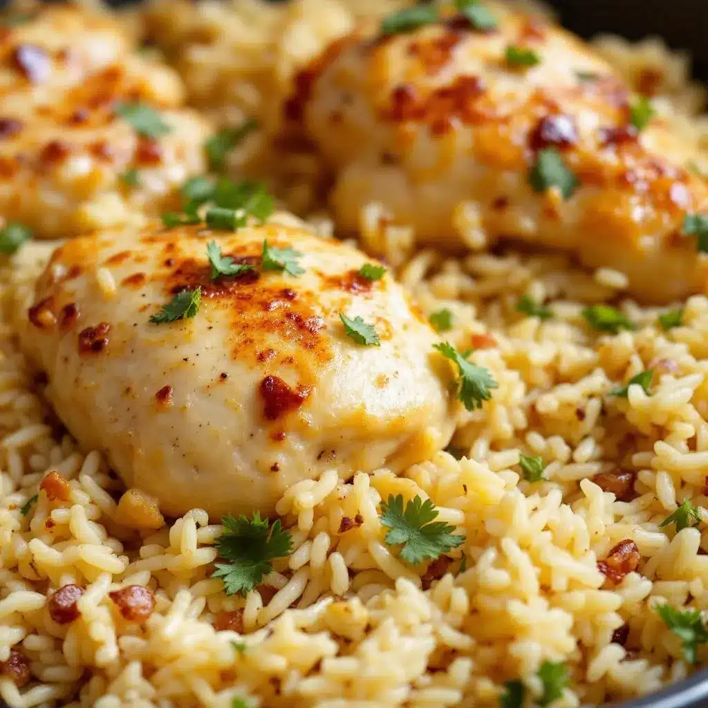 one-pan garlic butter chicken and rice preparation steps