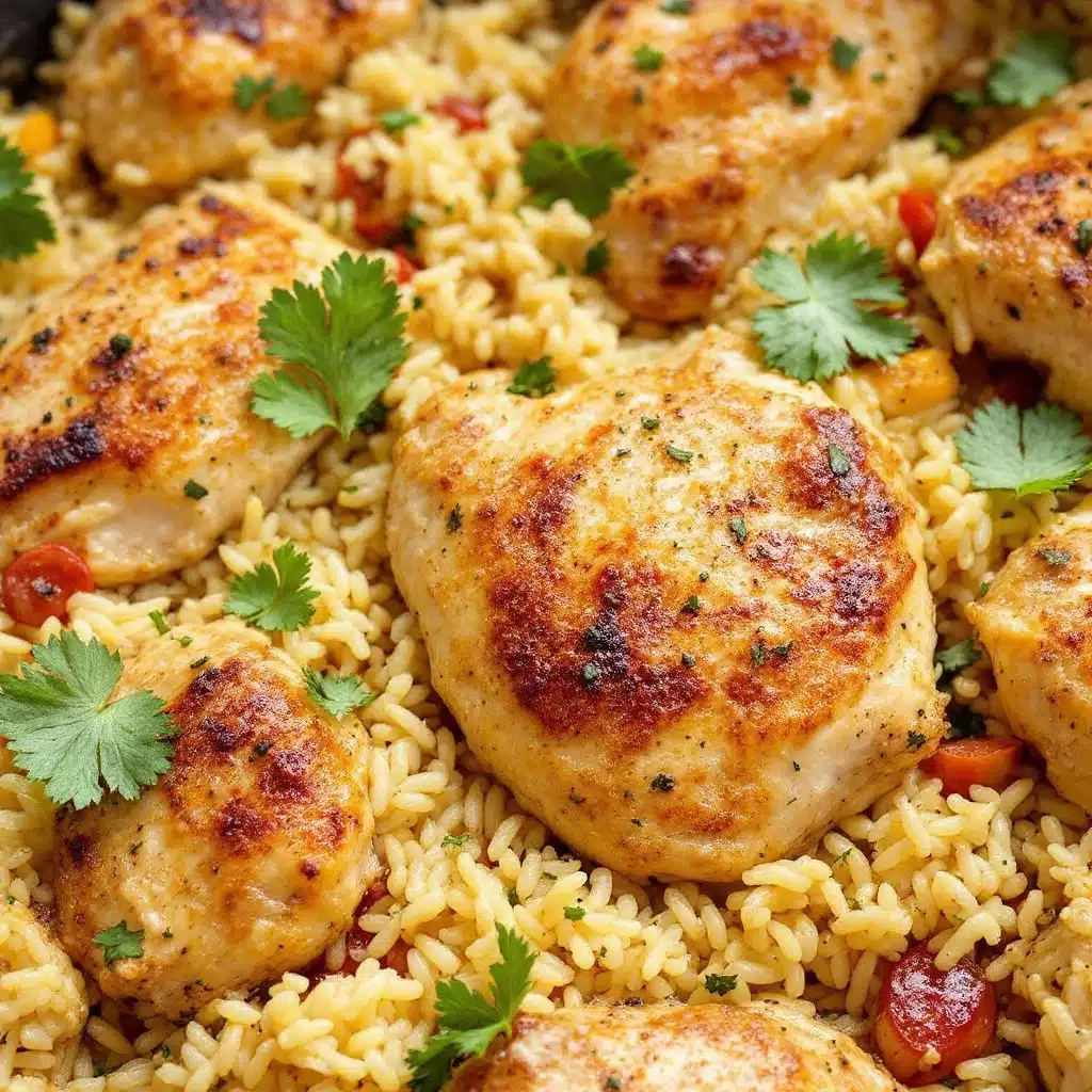one-pan garlic butter chicken and rice - featured image