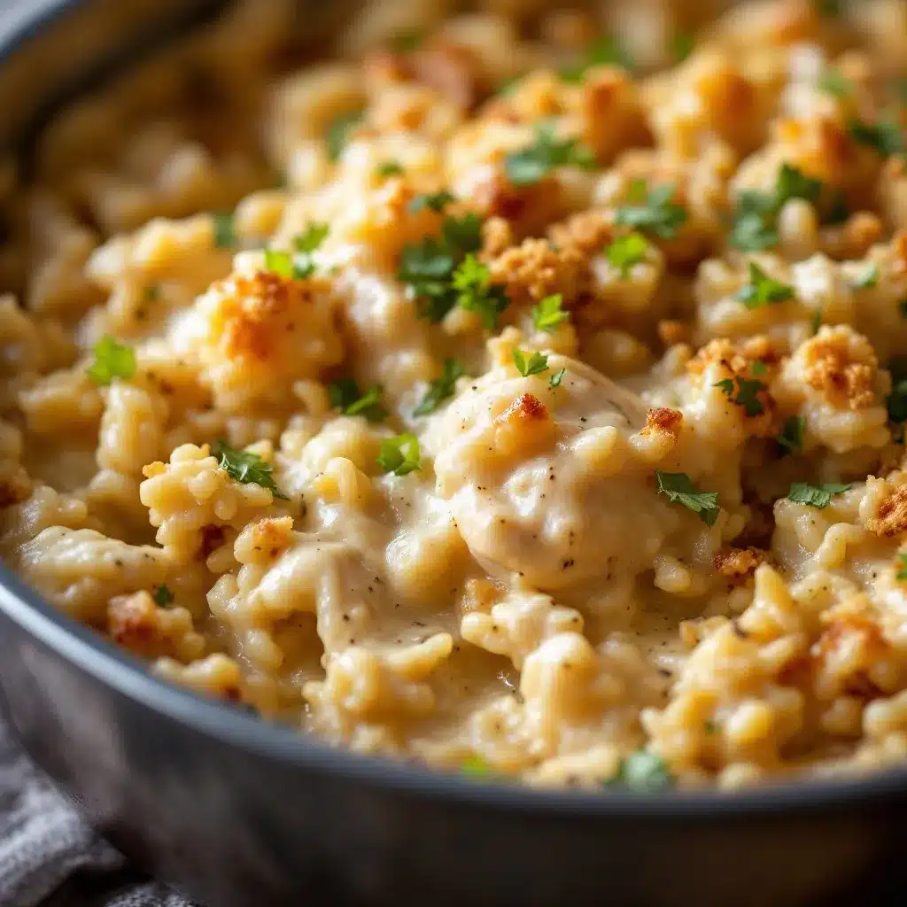 one-pot creamy chicken and wild rice bake preparation steps
