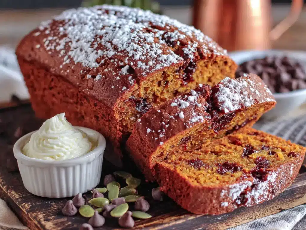 pumpkin chocolate chip bread - featured image