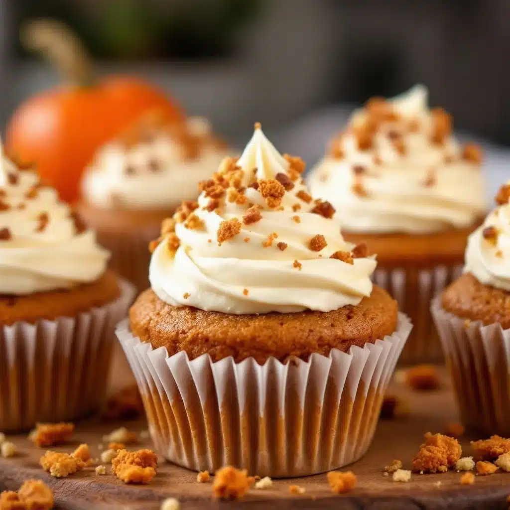 pumpkin spice cupcakes with cream cheese frosting - featured image