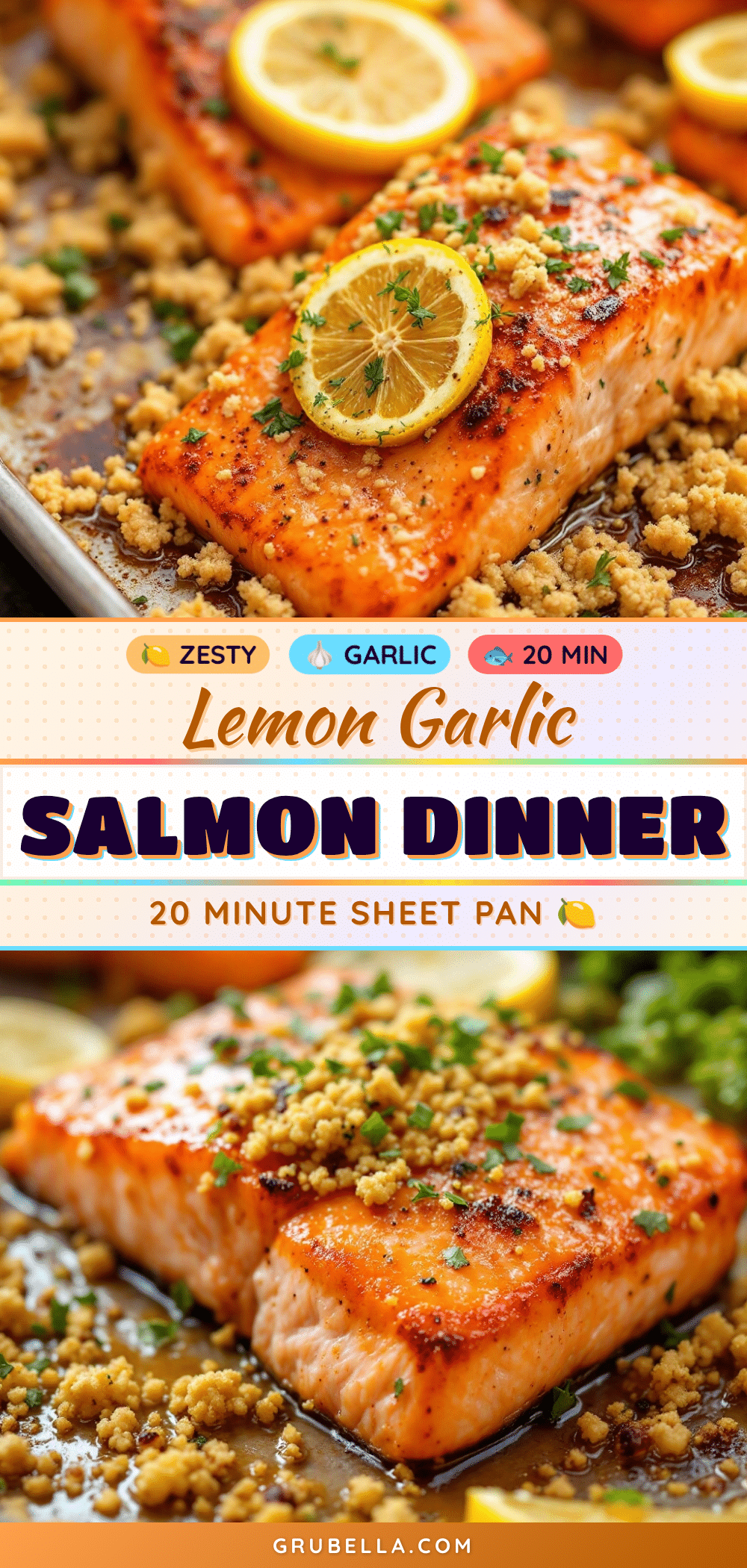 quick lemon garlic salmon sheet pan dinner recipe