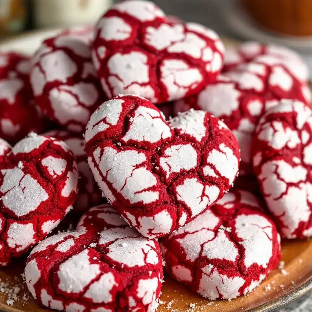 red velvet heart crinkle cookies preparation steps