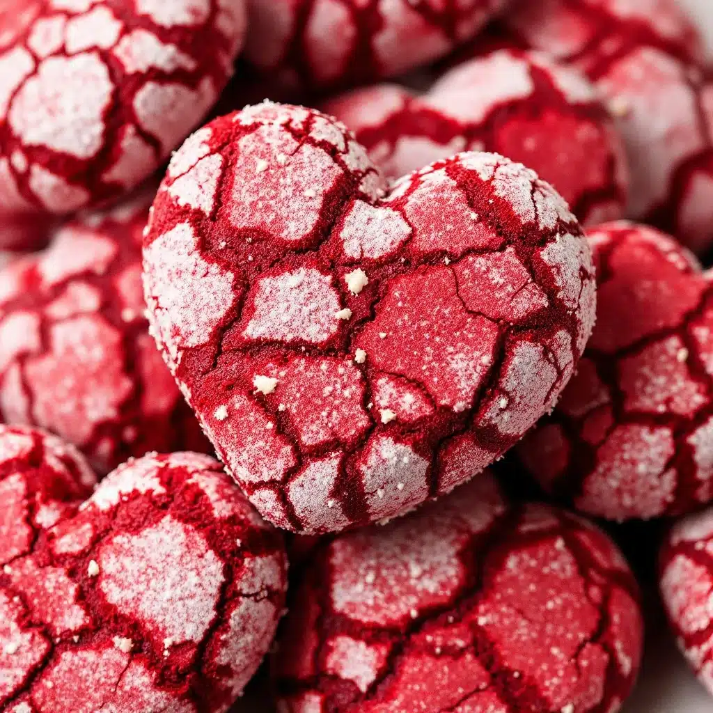 red velvet heart crinkle cookies - featured image