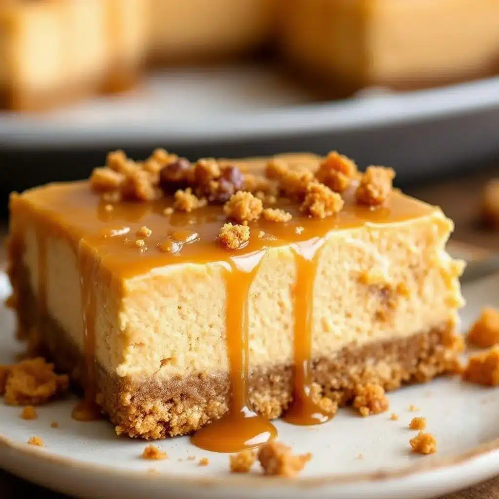 Salted Caramel Pumpkin Cheesecake Bars - featured image
