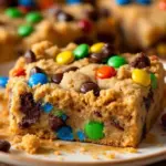 Soft Baked Monster Cookie Bars with M&Ms - featured image