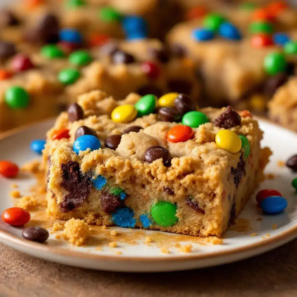 Soft Baked Monster Cookie Bars with M&Ms preparation steps