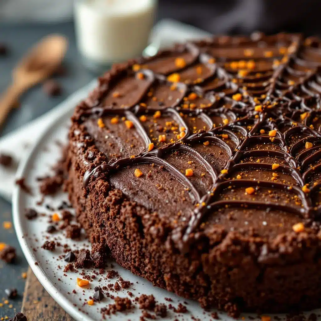 spider web chocolate cookie cake - featured image