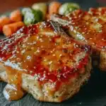 sticky honey mustard baked pork chops - featured image