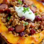 stuffed acorn squash with sausage - featured image