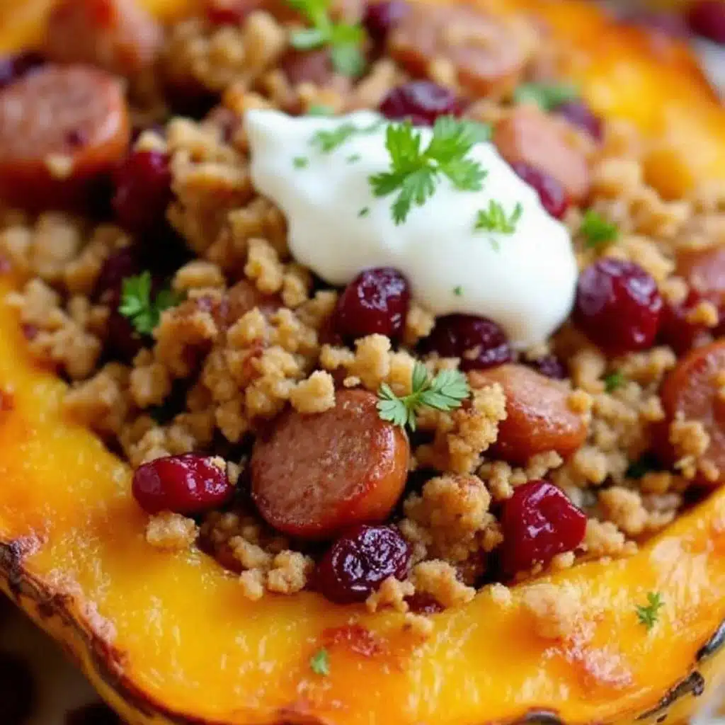 stuffed acorn squash with sausage - featured image
