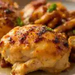 air fryer garlic butter chicken thighs - featured image