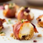 bacon wrapped cranberry goat cheese bites - featured image