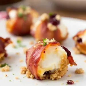 bacon wrapped cranberry goat cheese bites - featured image
