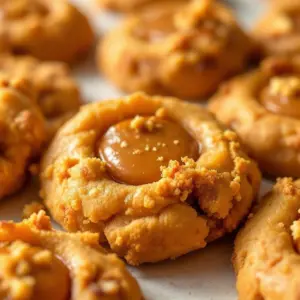 chewy pumpkin pie thumbprint cookies - featured image