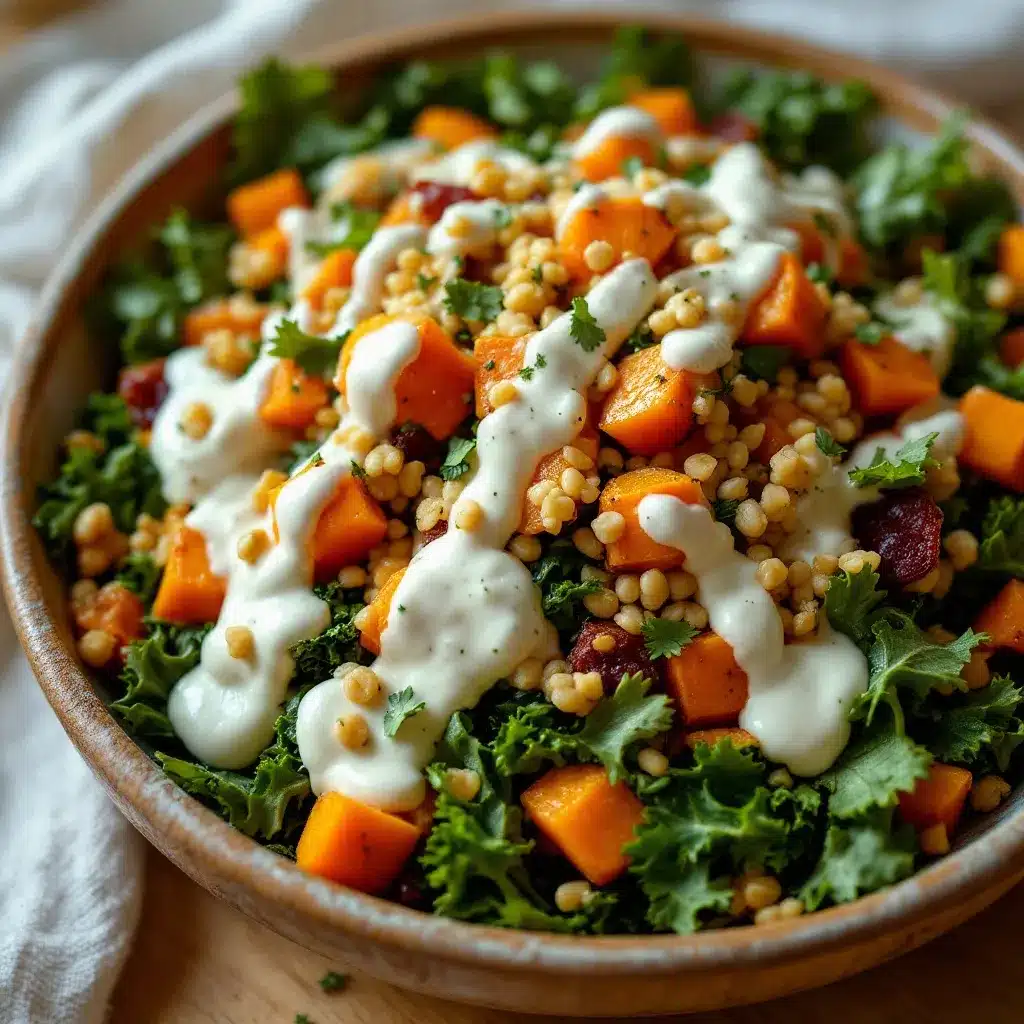 creamy autumn kale salad preparation steps