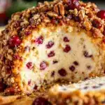 creamy cranberry pecan cheese ball - featured image