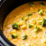 creamy crockpot cheddar broccoli soup - featured image