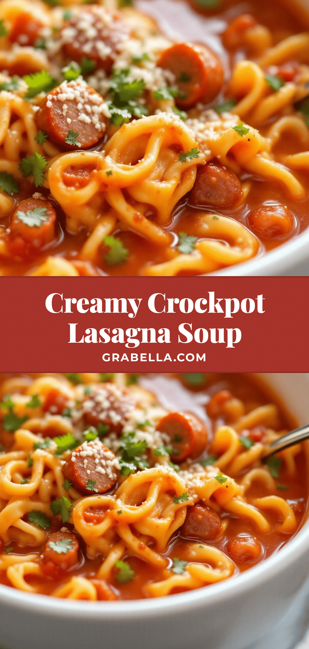 creamy crockpot lasagna soup recipe